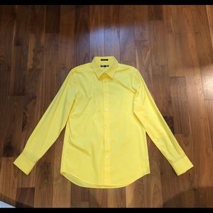 Mens Yellow Express Medium Modern Fit Dress Shirt